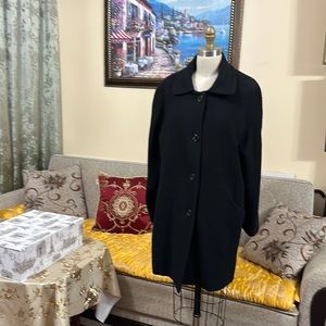 VINTAGE PAUL LEVY BLACK 100% WOOL COAT SIZE 14